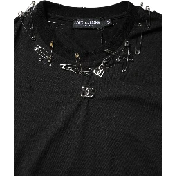 Black Logo Embellish Short Sleeves T-shirt