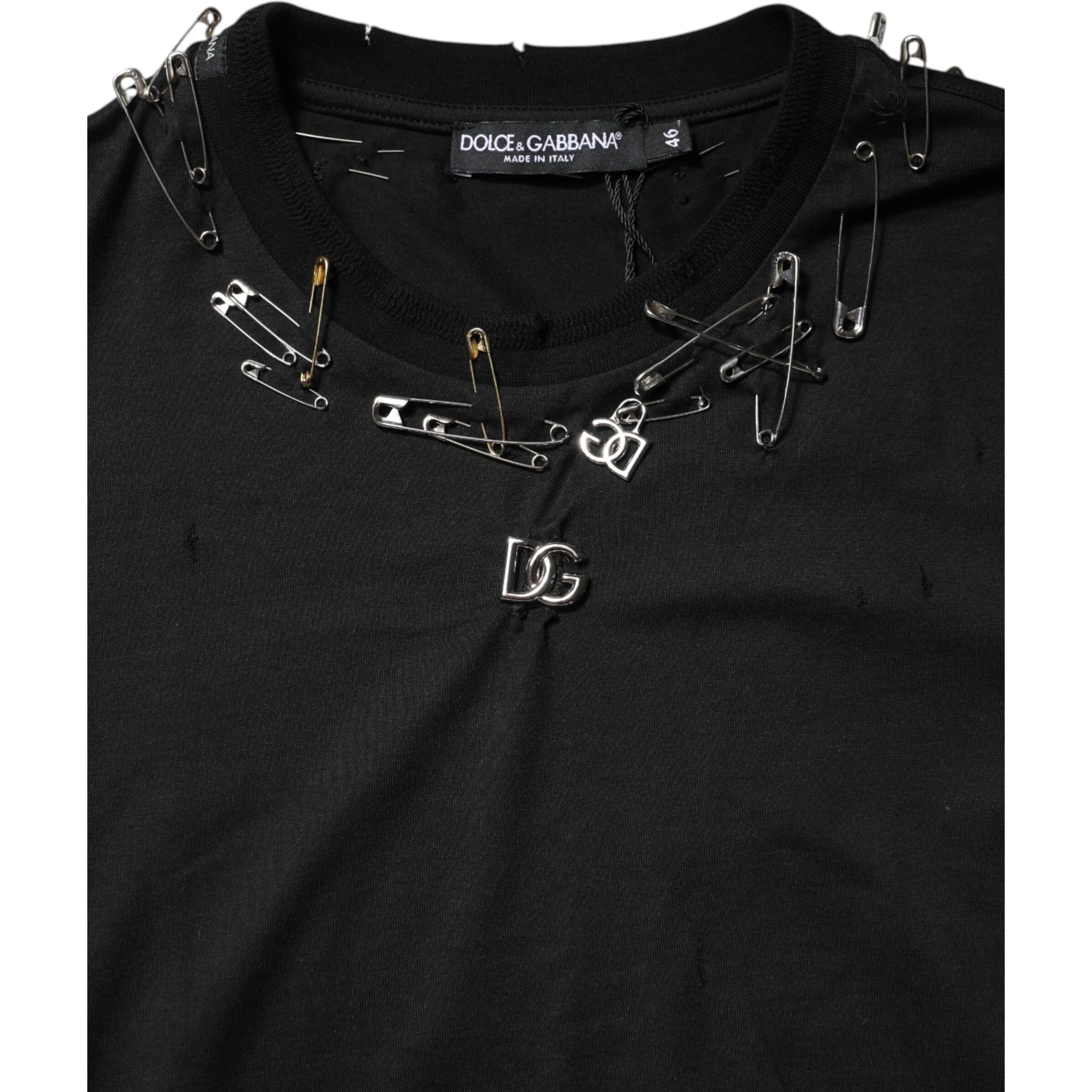 Black Logo Embellish Short Sleeves T-shirt