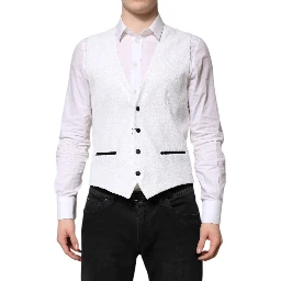 White Sequined Dress Formal Waistcoat Vest
