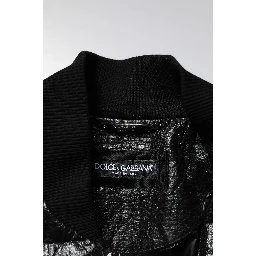 Black Logo Plaque Bomber Full Zipper Jacket