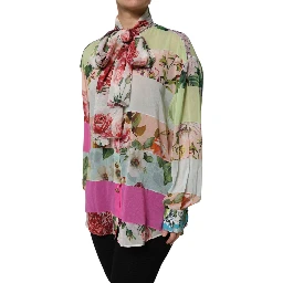 Multicolor Floral Patchwork Long Sleeves Top
