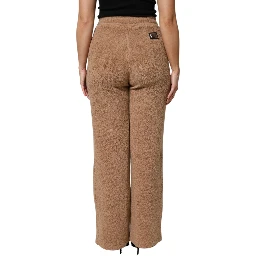 Brown Logo Plaque Sweatpants Straight Pants
