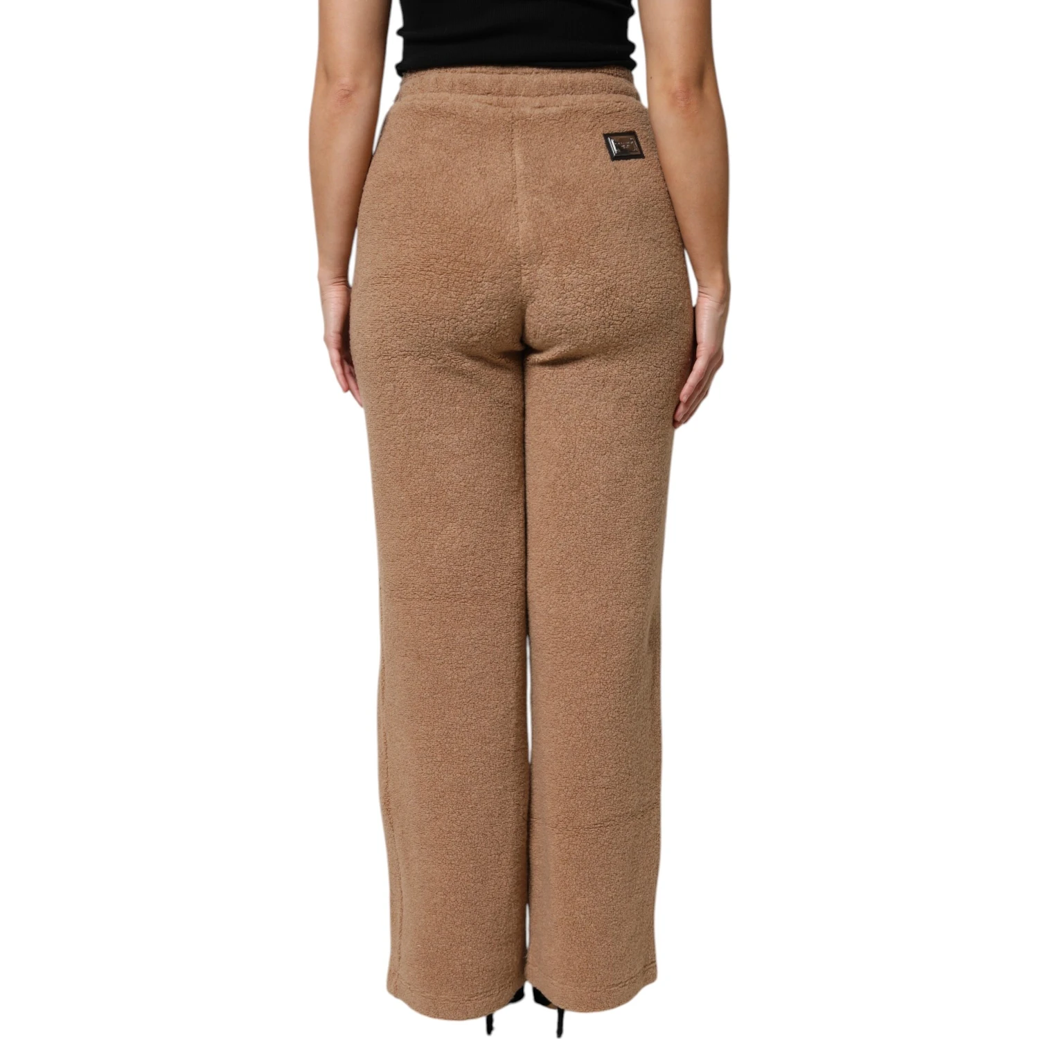 Brown Logo Plaque Sweatpants Straight Pants