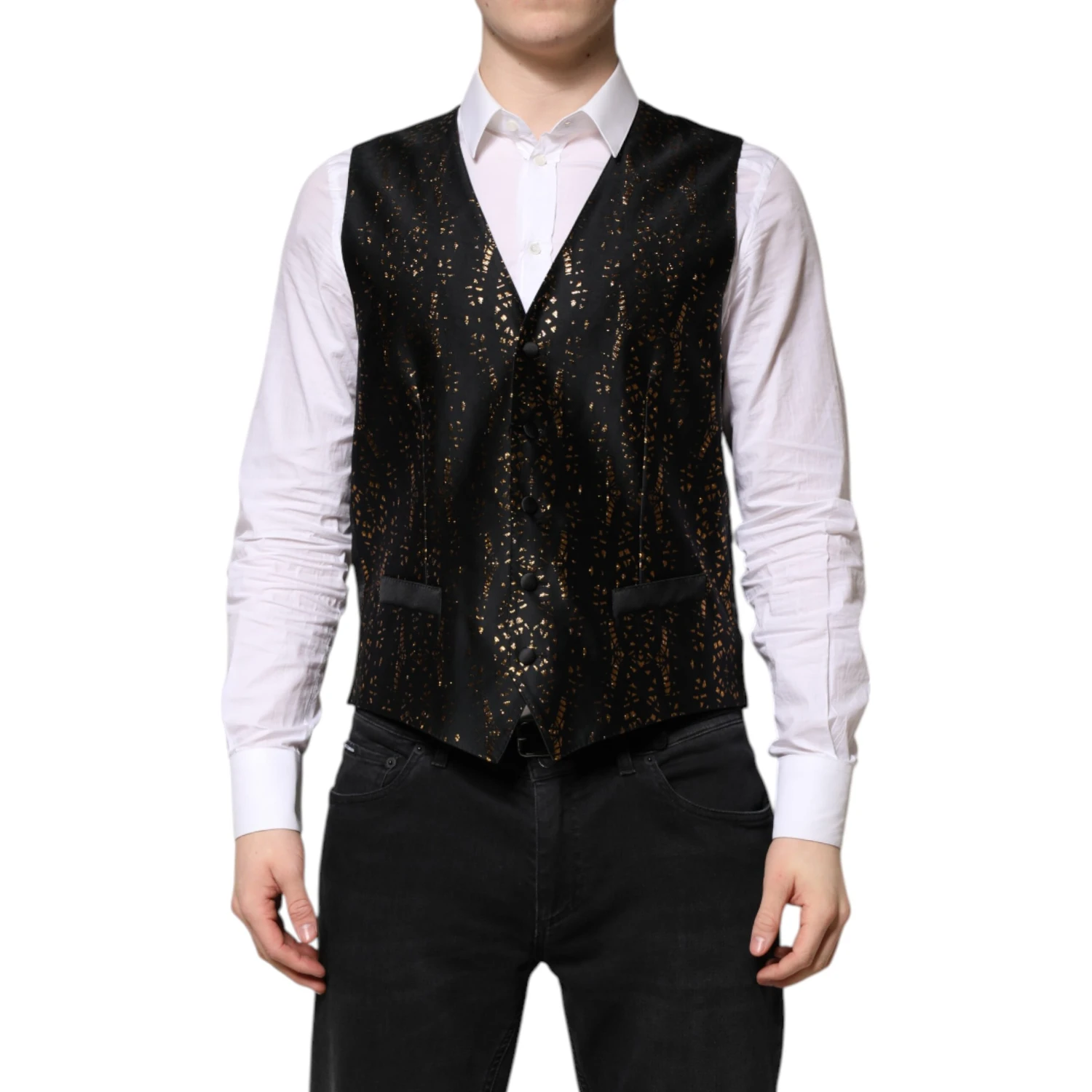 Black Lurex Dress Formal Men Waistcoat Vest