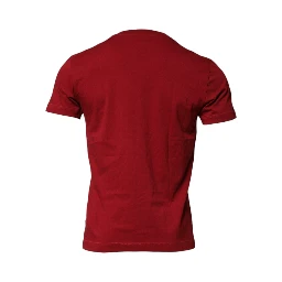 Red Cotton Short Sleeves Crew Neck T-shirt