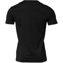 Black Cotton Short Sleeves Round Neck T-shirt