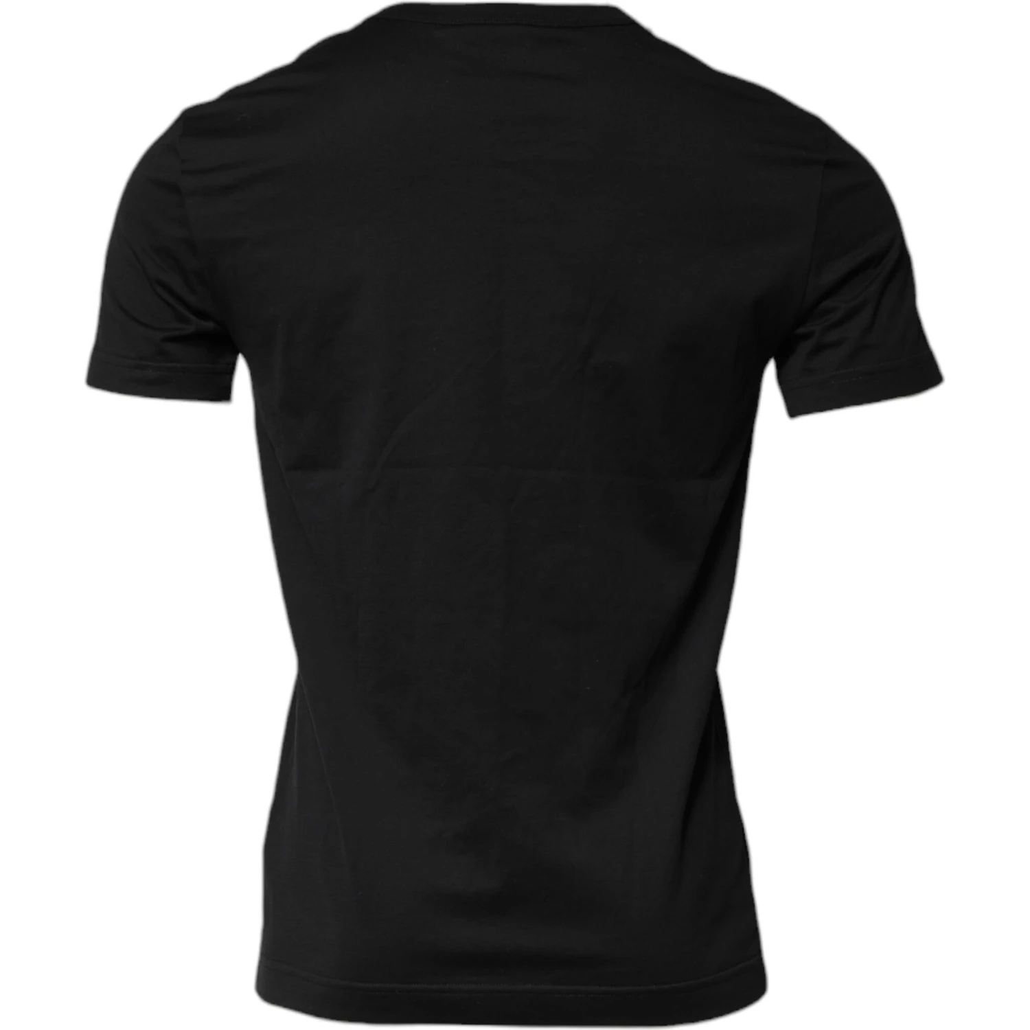 Black Cotton Short Sleeves Round Neck T-shirt