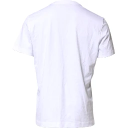 White Logo Embroidery Crew Neck T-shirt