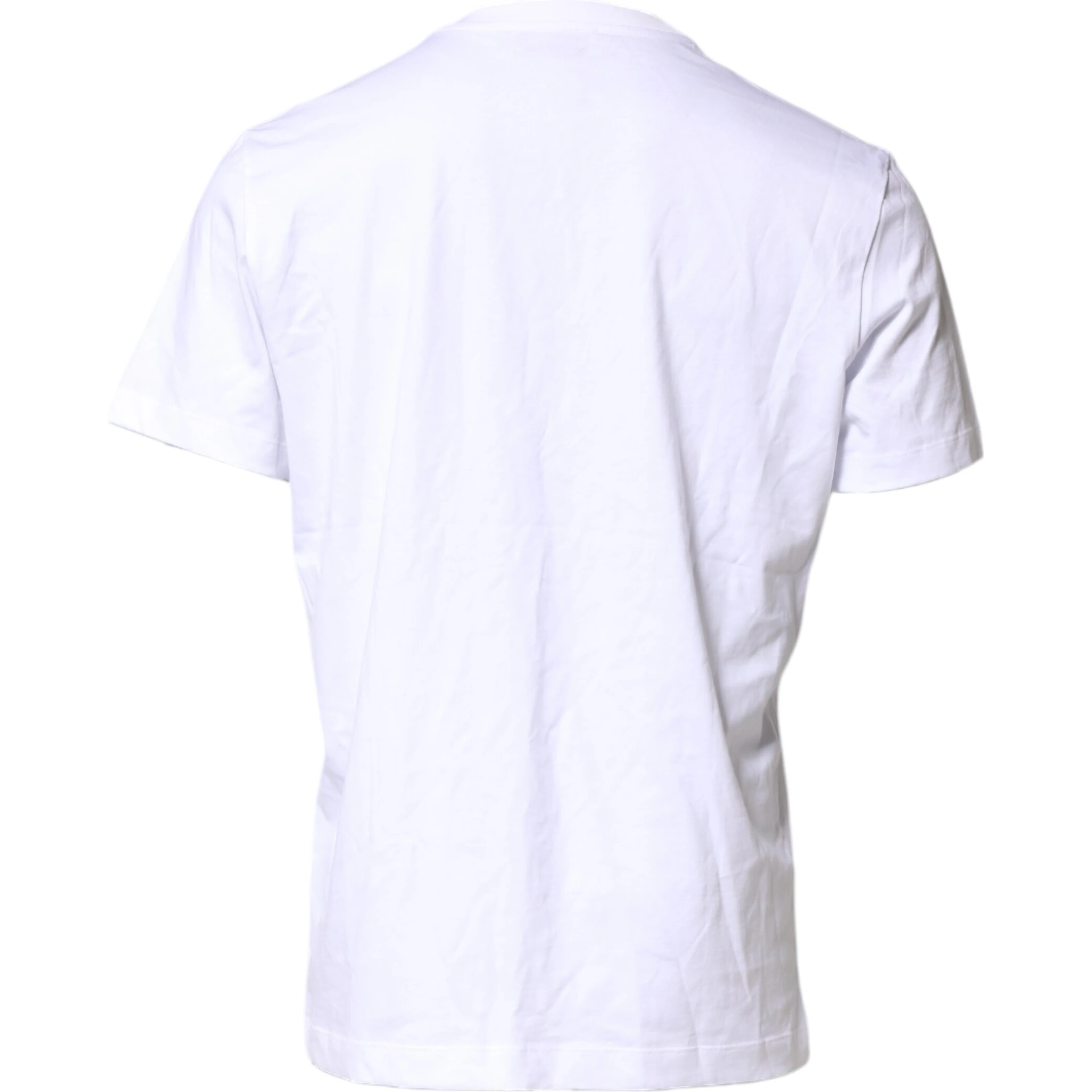 White Logo Embroidery Crew Neck T-shirt