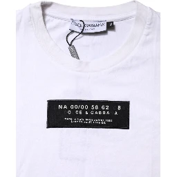 White Cotton Logo Patch Crew Neck T-shirt