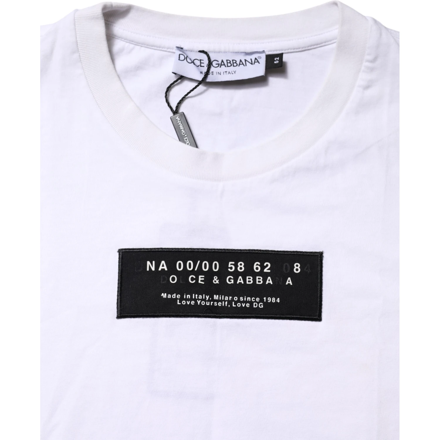 White Cotton Logo Patch Crew Neck T-shirt