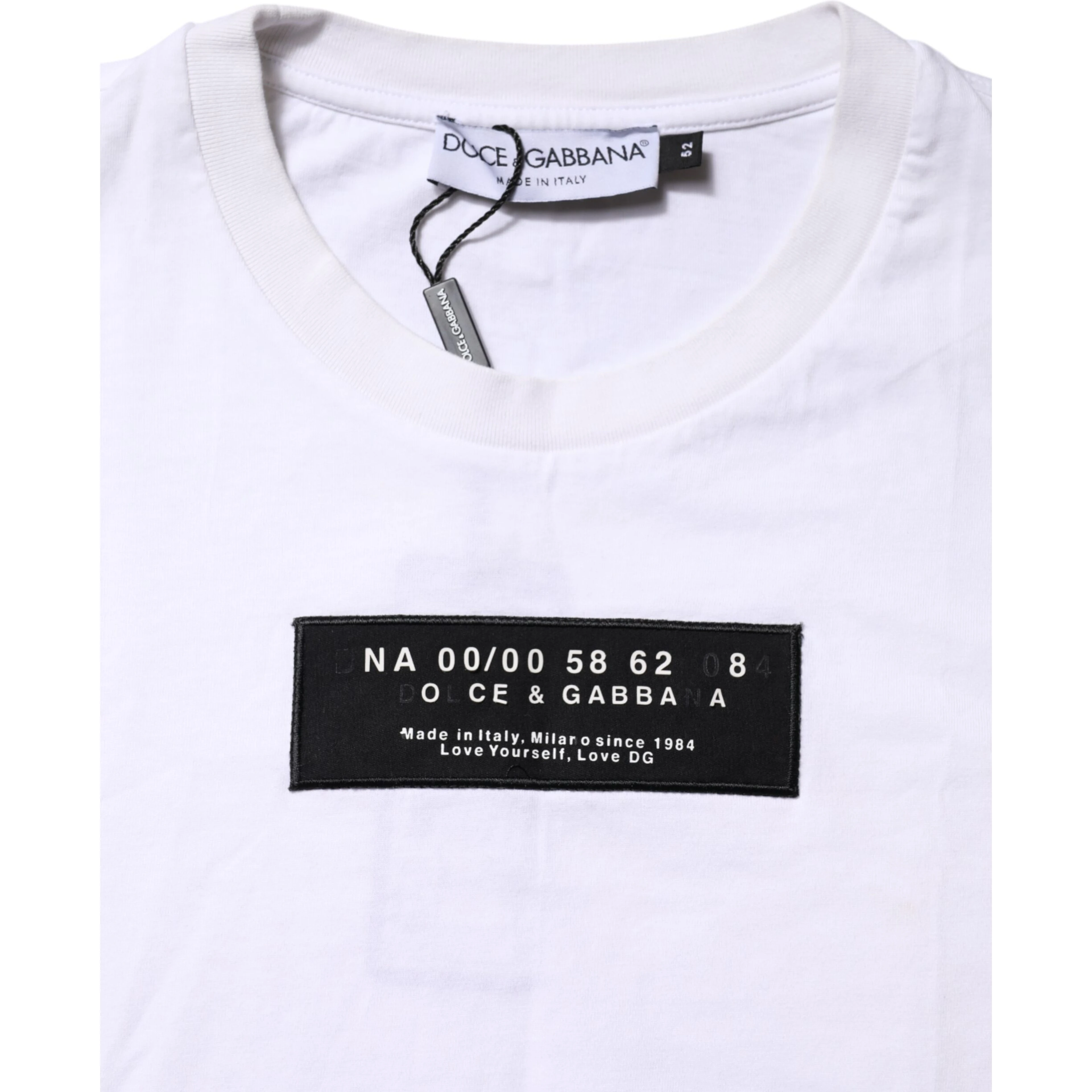 White Cotton Logo Patch Crew Neck T-shirt