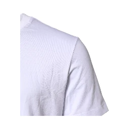 White Logo Embroidery Crew Neck T-shirt