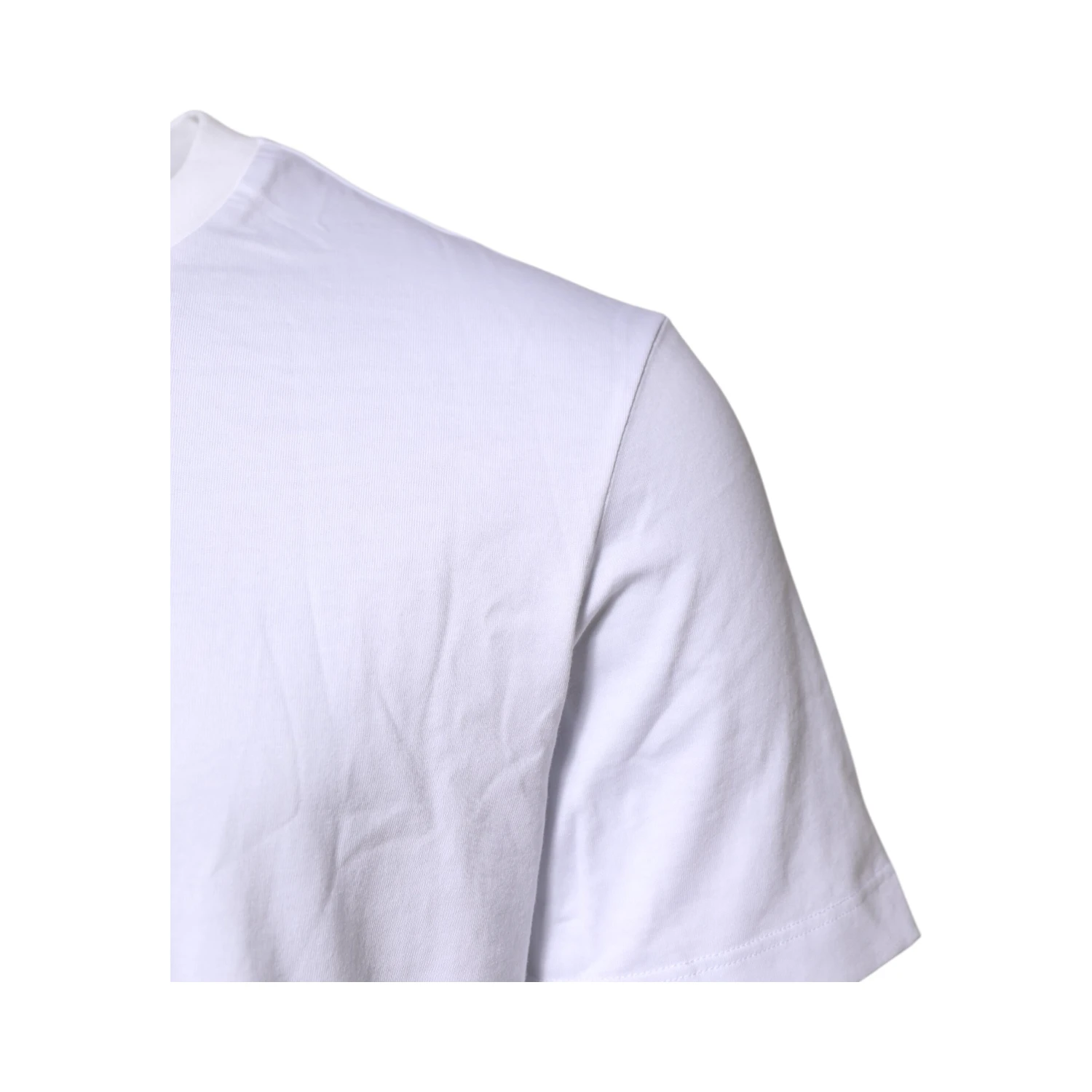 White Logo Embroidery Crew Neck T-shirt