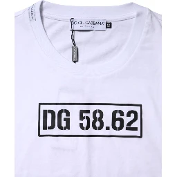 White Cotton Logo Print Crew Neck T-shirt