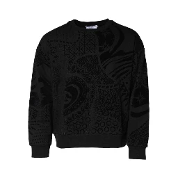 Black Printed Crew Neck Sweatshirt Sweater