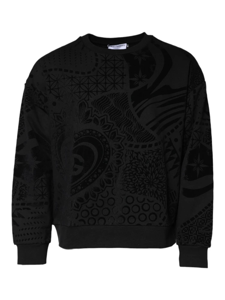 Black Printed Crew Neck Sweatshirt Sweater