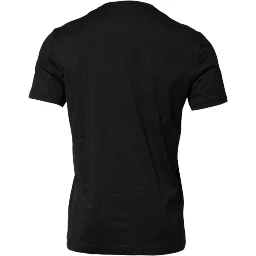 Black Cotton Embroidered Crew Neck T-shirt