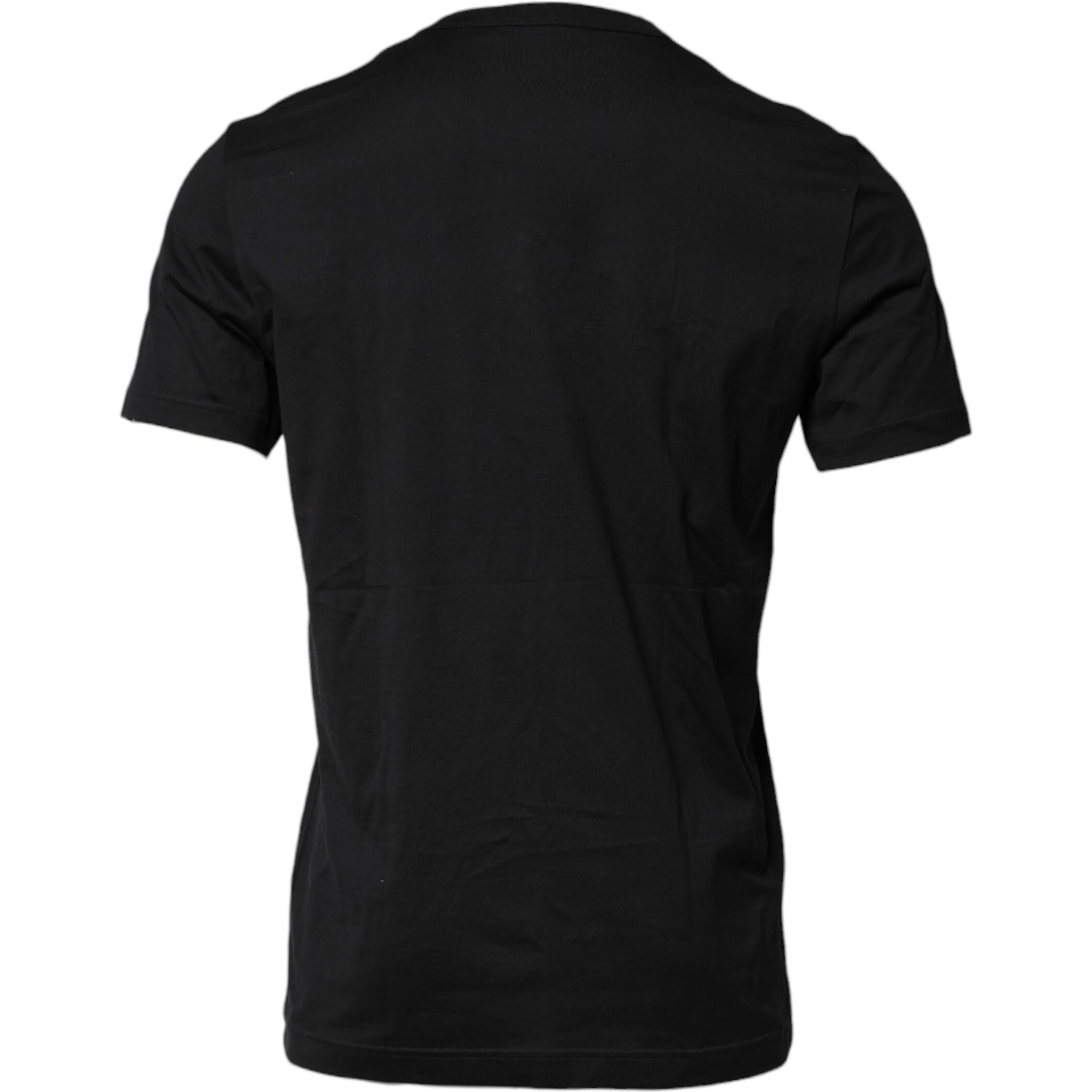 Black Cotton Embroidered Crew Neck T-shirt