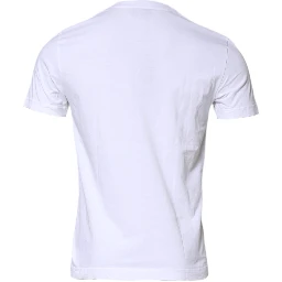 White Cotton Crew Neck Short Sleeves T-shirt