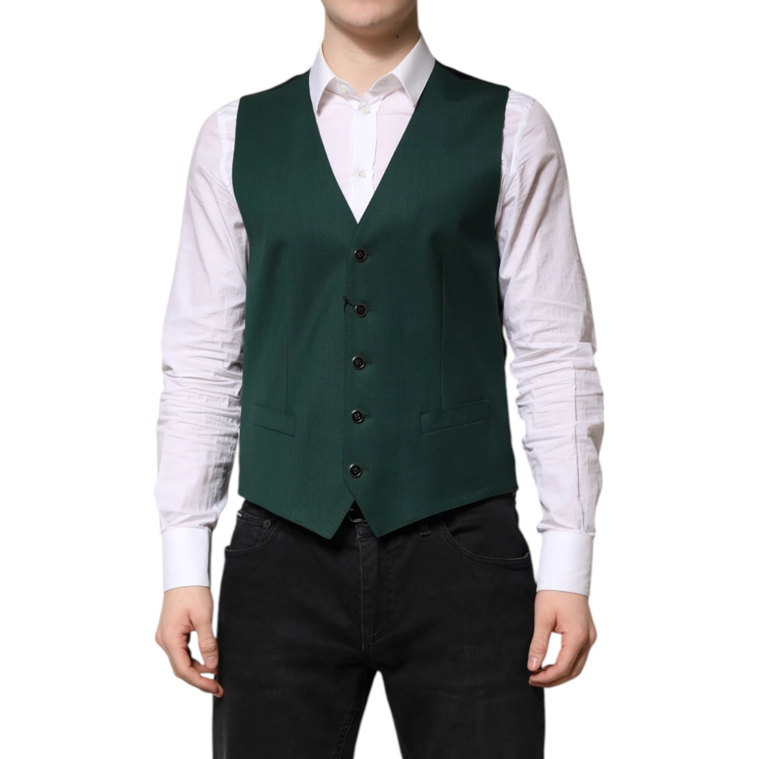 Green Wool Dress Formal Men Waistcoat Vest