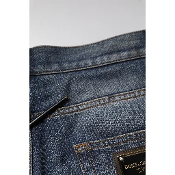 Blue Washed Tattered Cotton Men Jeans