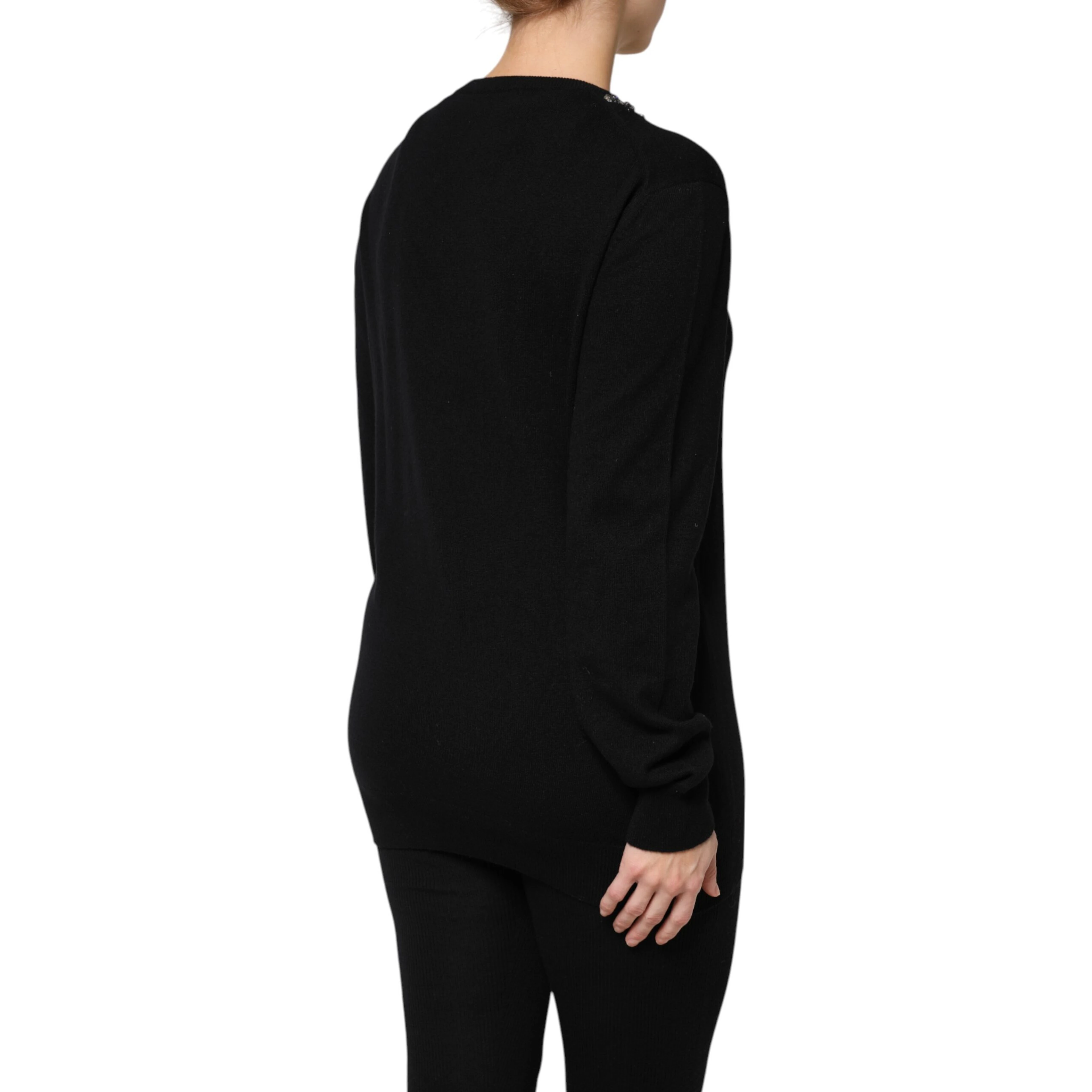 Black Cashmere Crystal Embellished Sweater