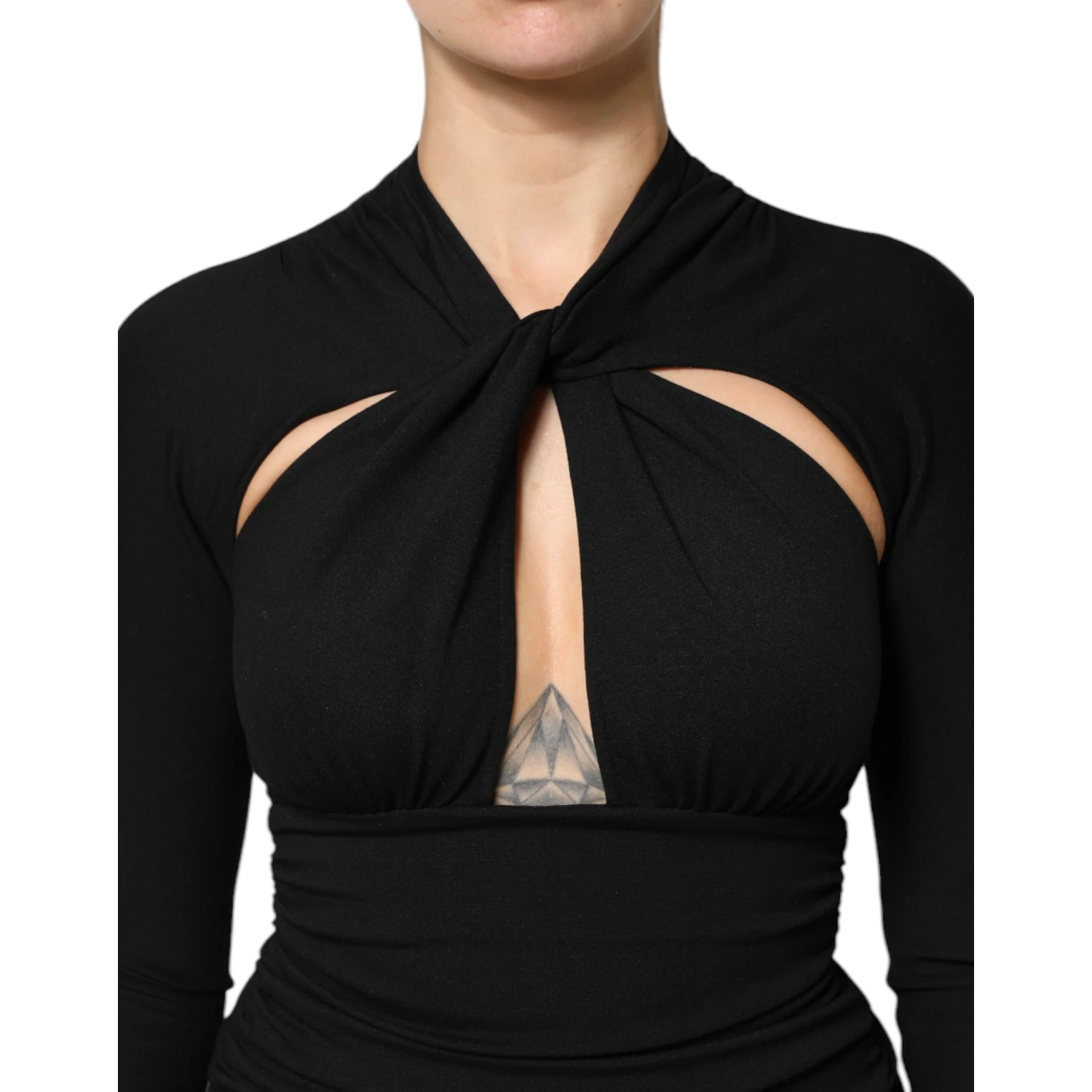 Black Long Sleeves Sheath Midi Dress