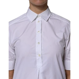 White Cotton Short Sleeves Collared Polo Top