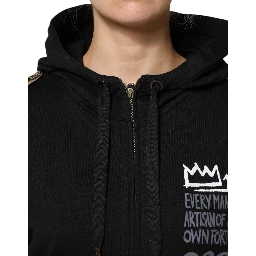 Black Logo Hooded Full Zip Sweatshirt Jacket