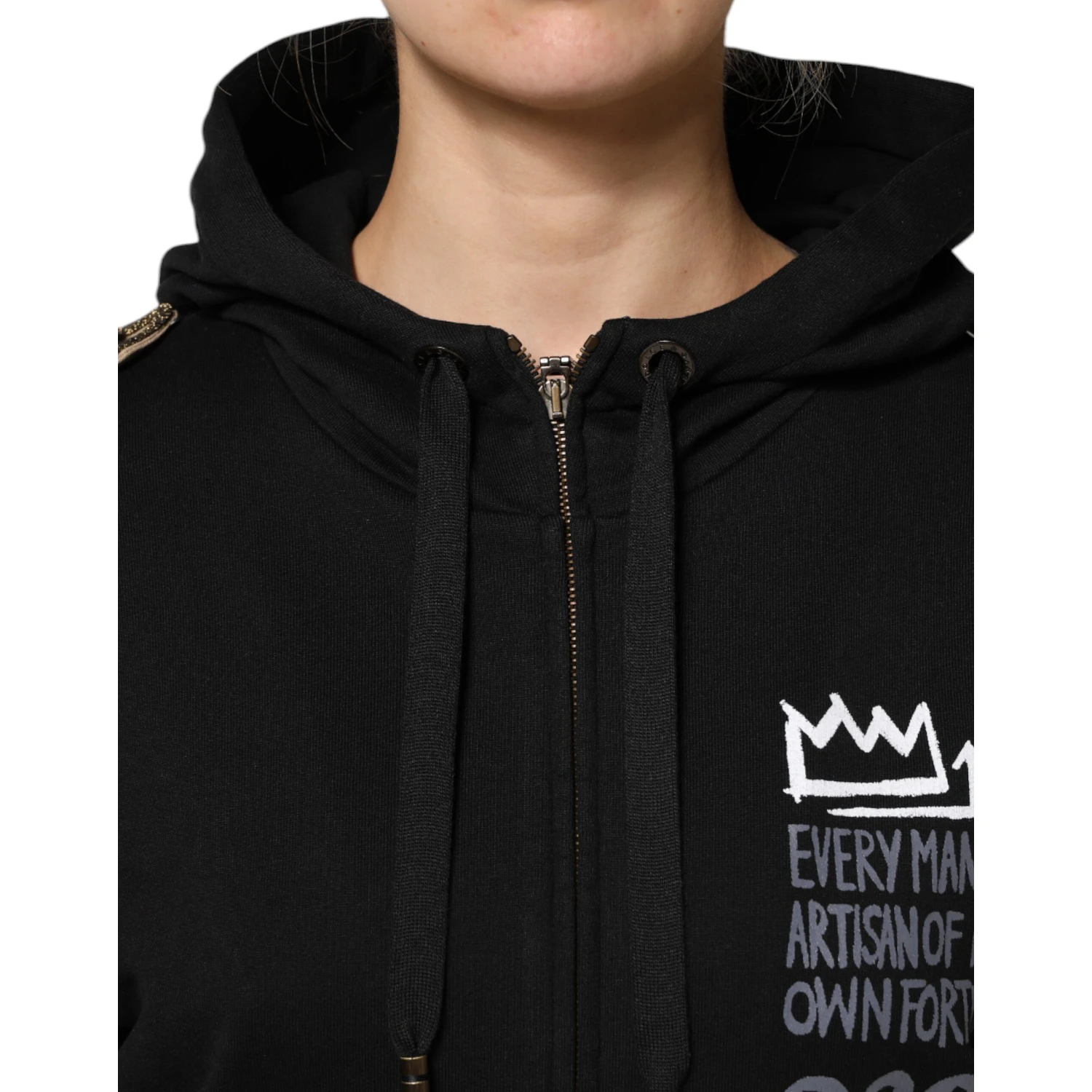 Black Logo Hooded Full Zip Sweatshirt Jacket