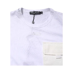 White Cotton Pocket Short Sleeves T-shirt