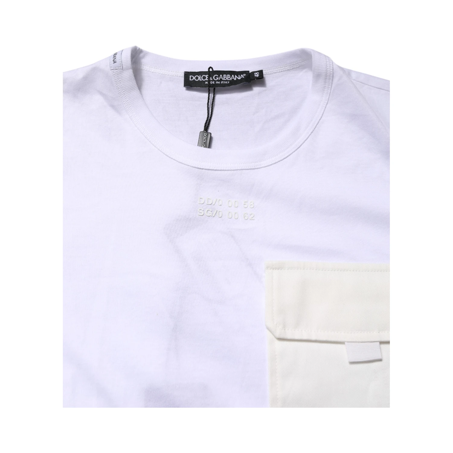 White Cotton Pocket Short Sleeves T-shirt