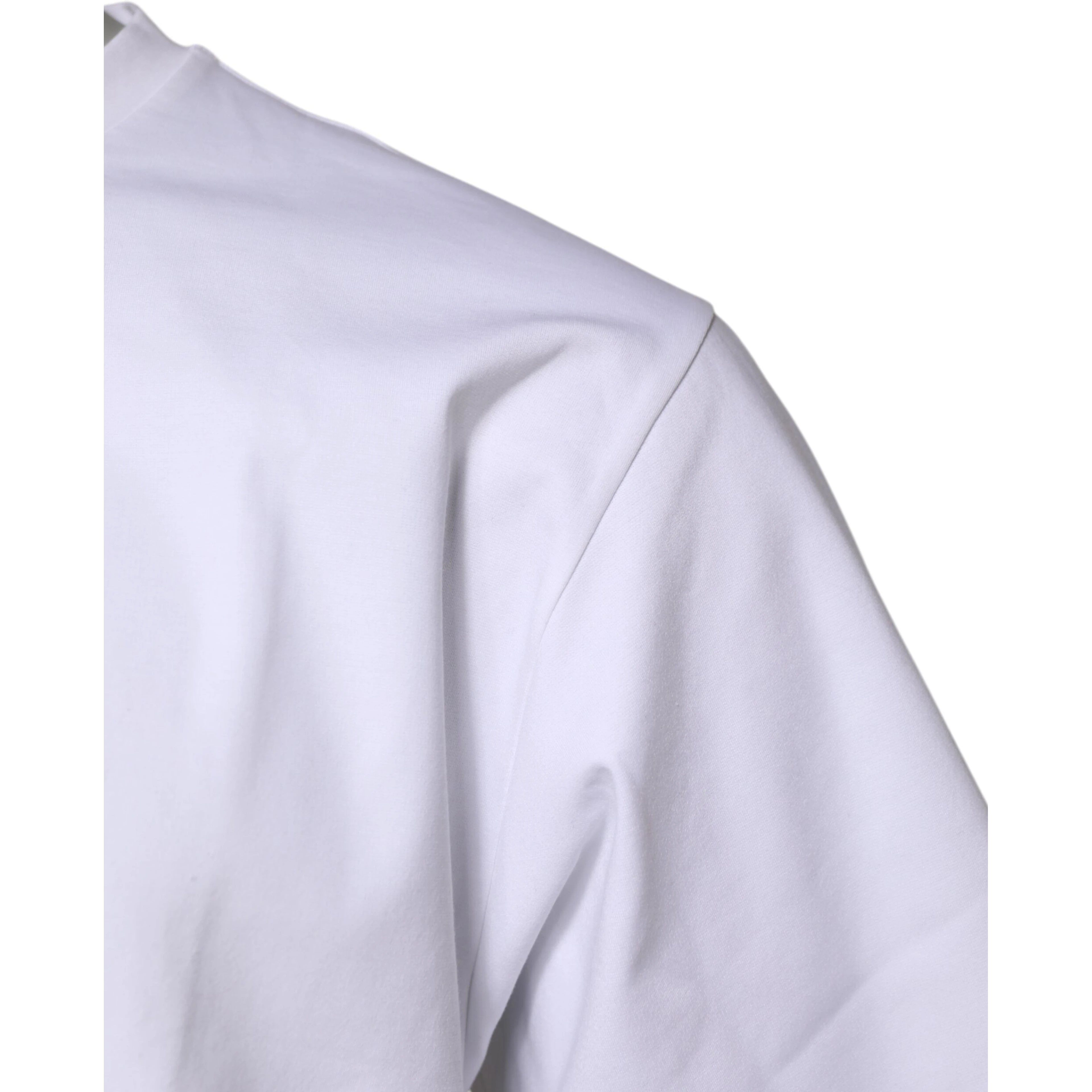White Cotton Short Sleeves Crew Neck T-shirt