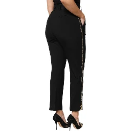 Black Wool High Waist Zipper Tapered Pants
