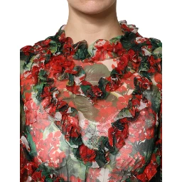 Multicolor Ruffle Floral Long Sleeves Dress