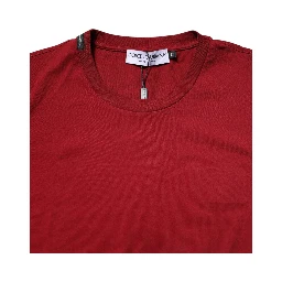 Red Cotton Short Sleeves Crew Neck T-shirt