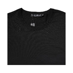 Black Cotton Short Sleeves Round Neck T-shirt