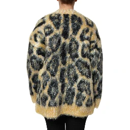 Multicolor Leopard Mohair Crew Neck Sweater
