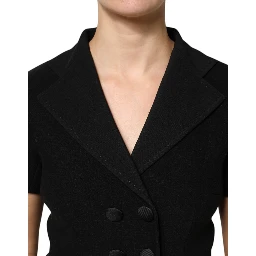 Black Wool Double Breasted Coat Jacket
