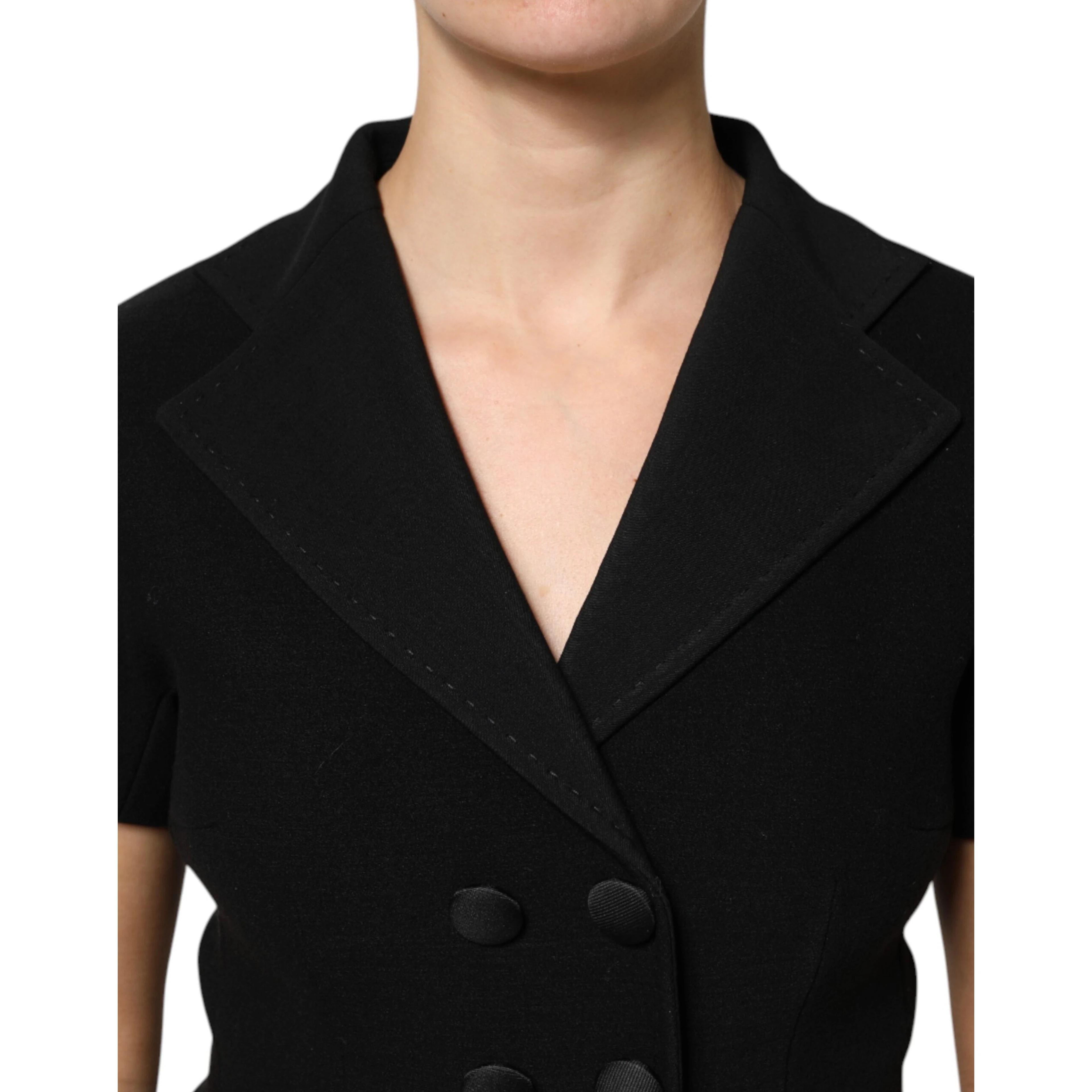 Black Wool Double Breasted Coat Jacket