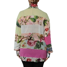 Multicolor Floral Patchwork Long Sleeves Top