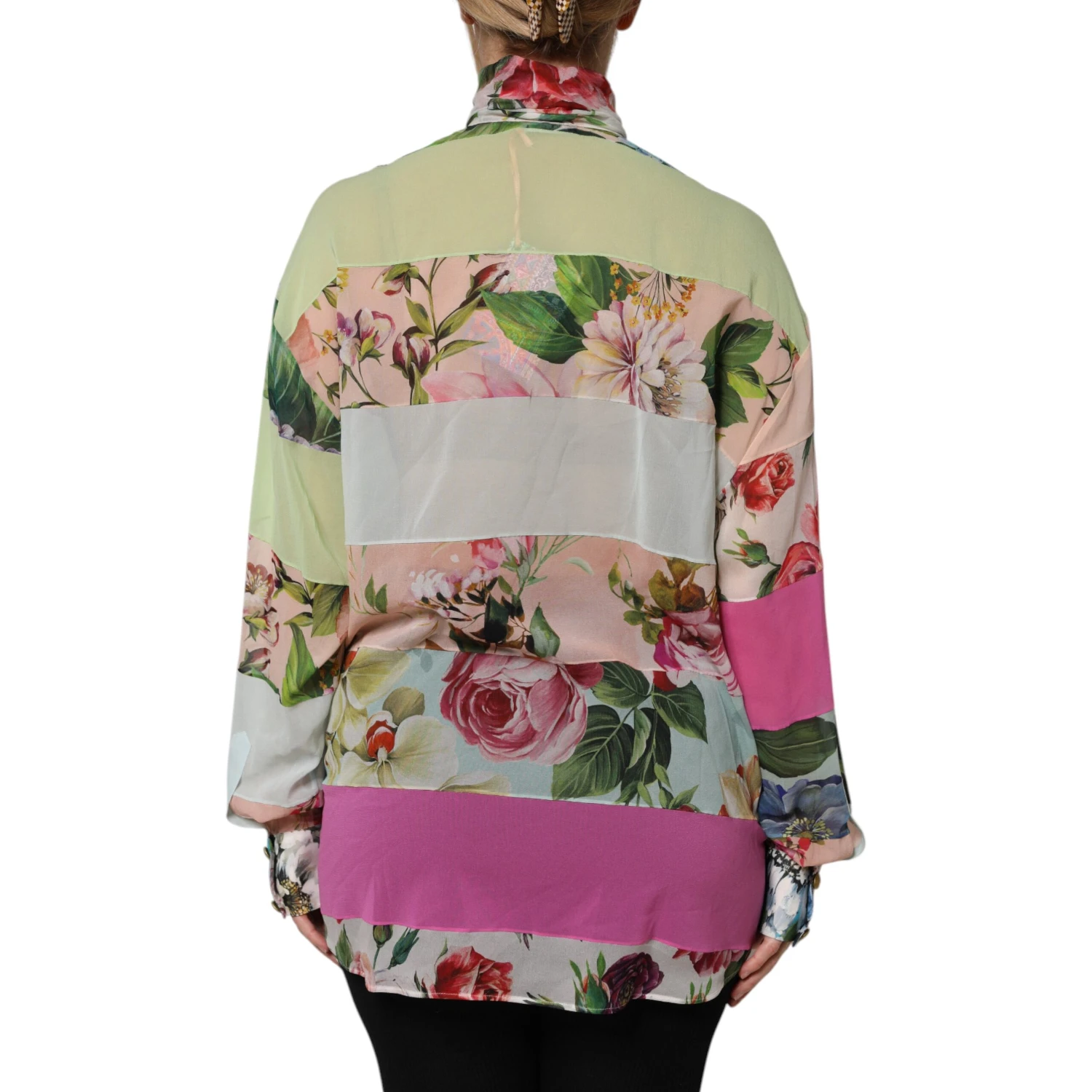 Multicolor Floral Patchwork Long Sleeves Top