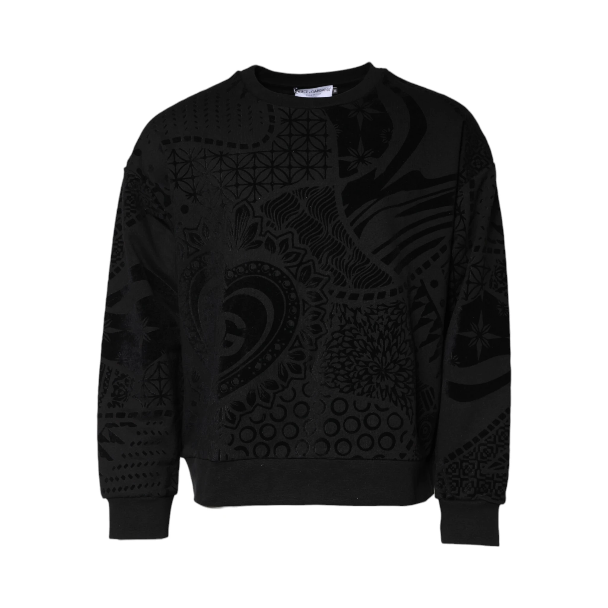Black Printed Crew Neck Sweatshirt Sweater