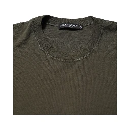 Dark Green Long Sleeves Crew Neck T-shirt