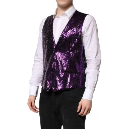 Purple Sequined Dress Formal Waistcoat Vest