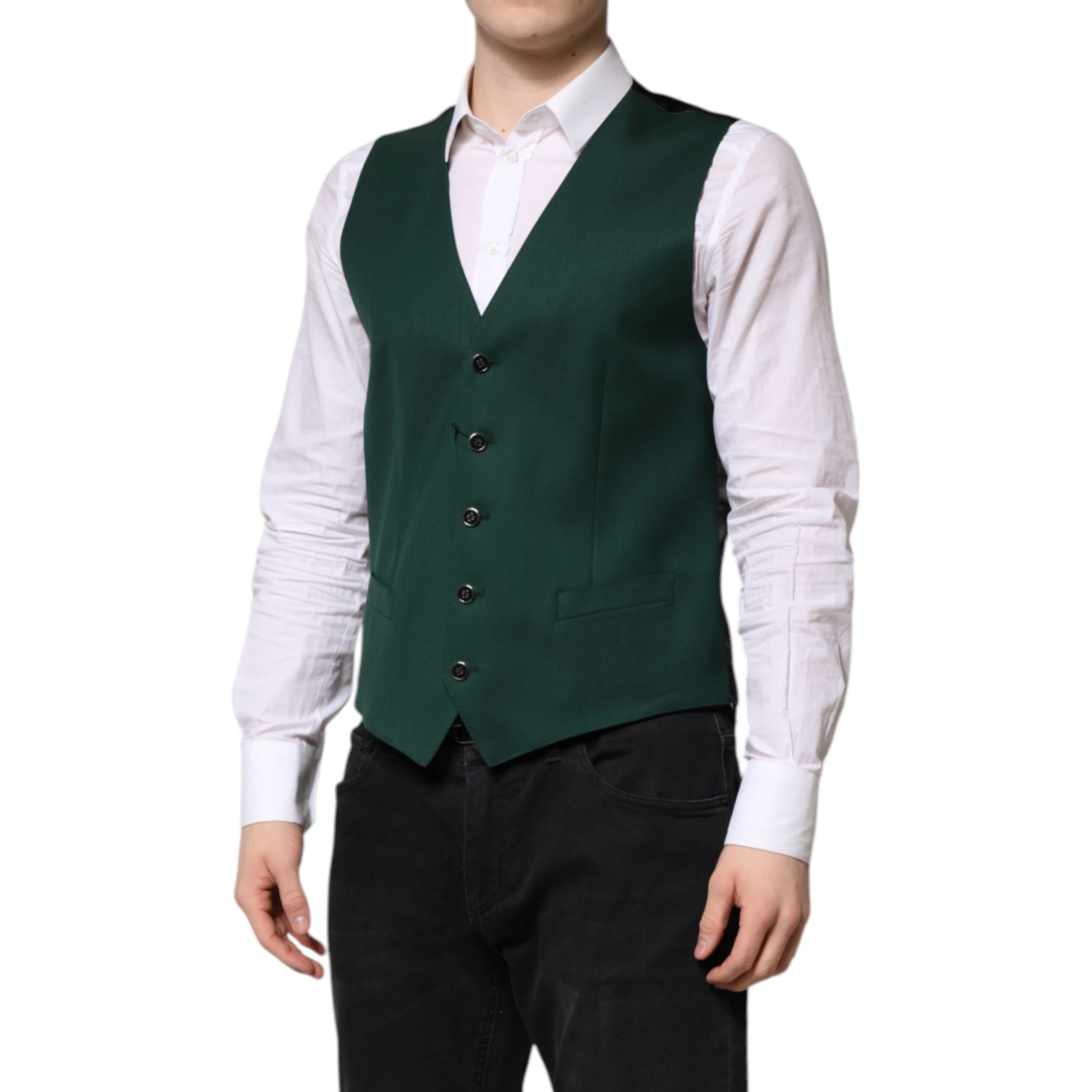 Green Wool Dress Formal Men Waistcoat Vest
