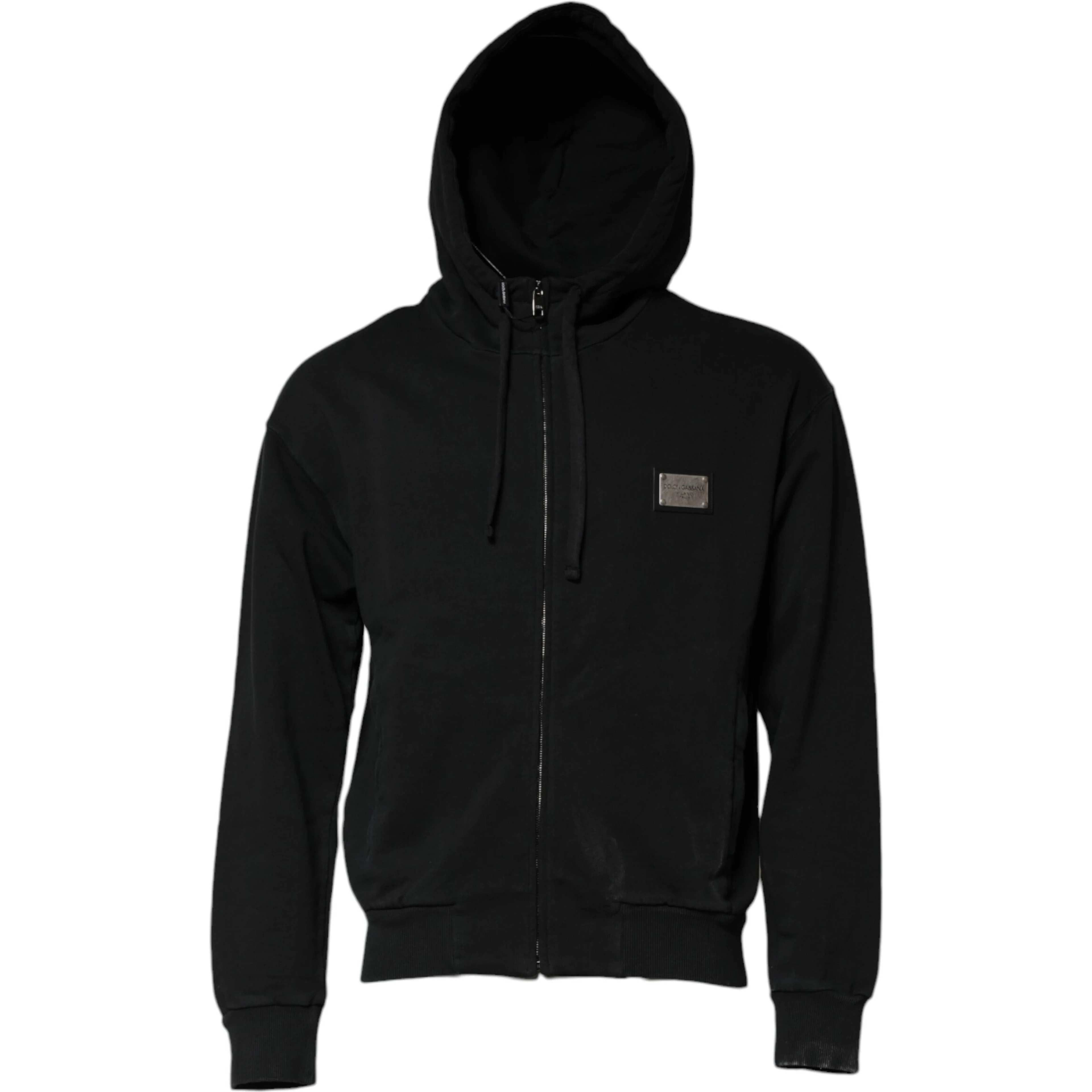 Black Logo Full Zip Hooded Men Sweatshirt Sweater