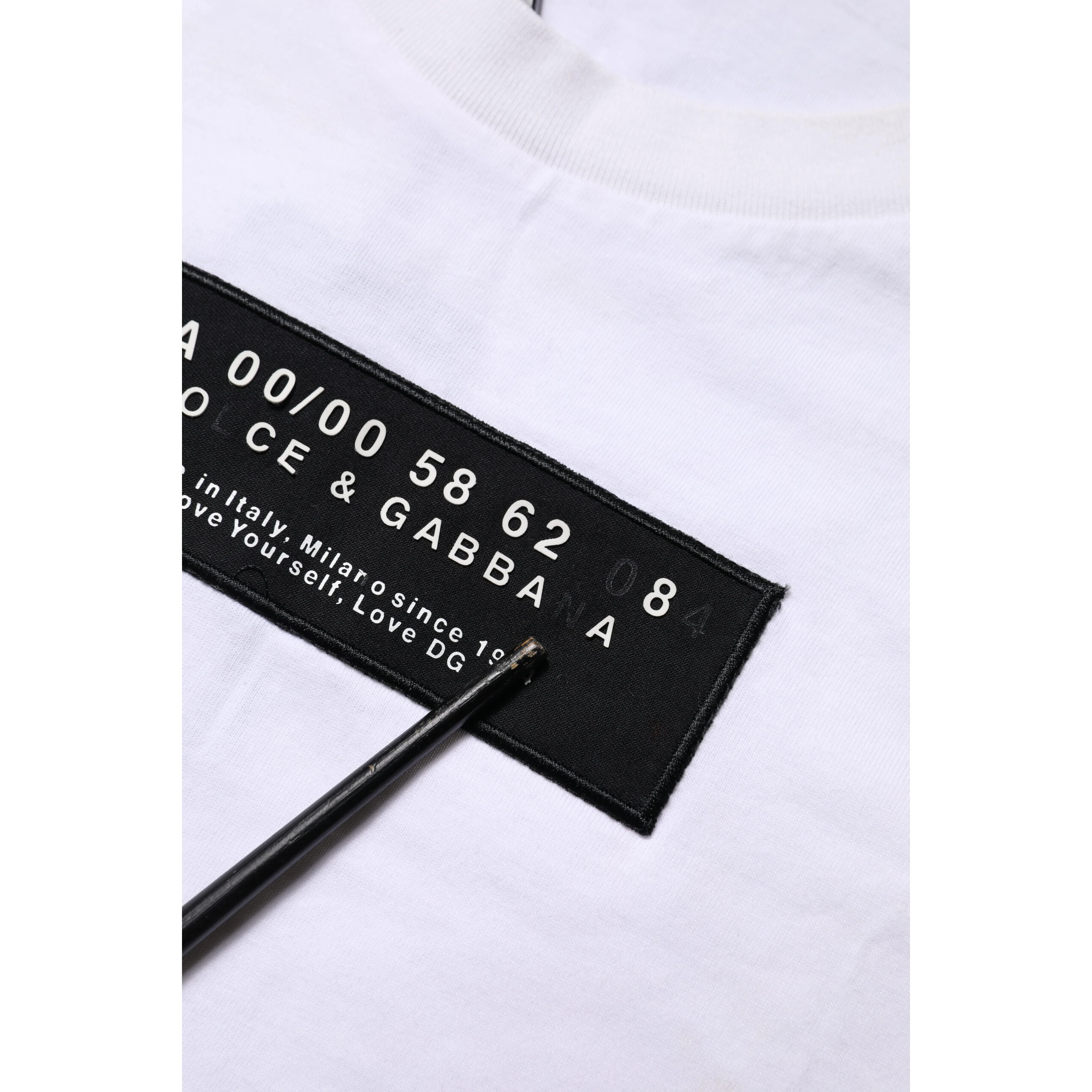 White Cotton Logo Patch Crew Neck T-shirt