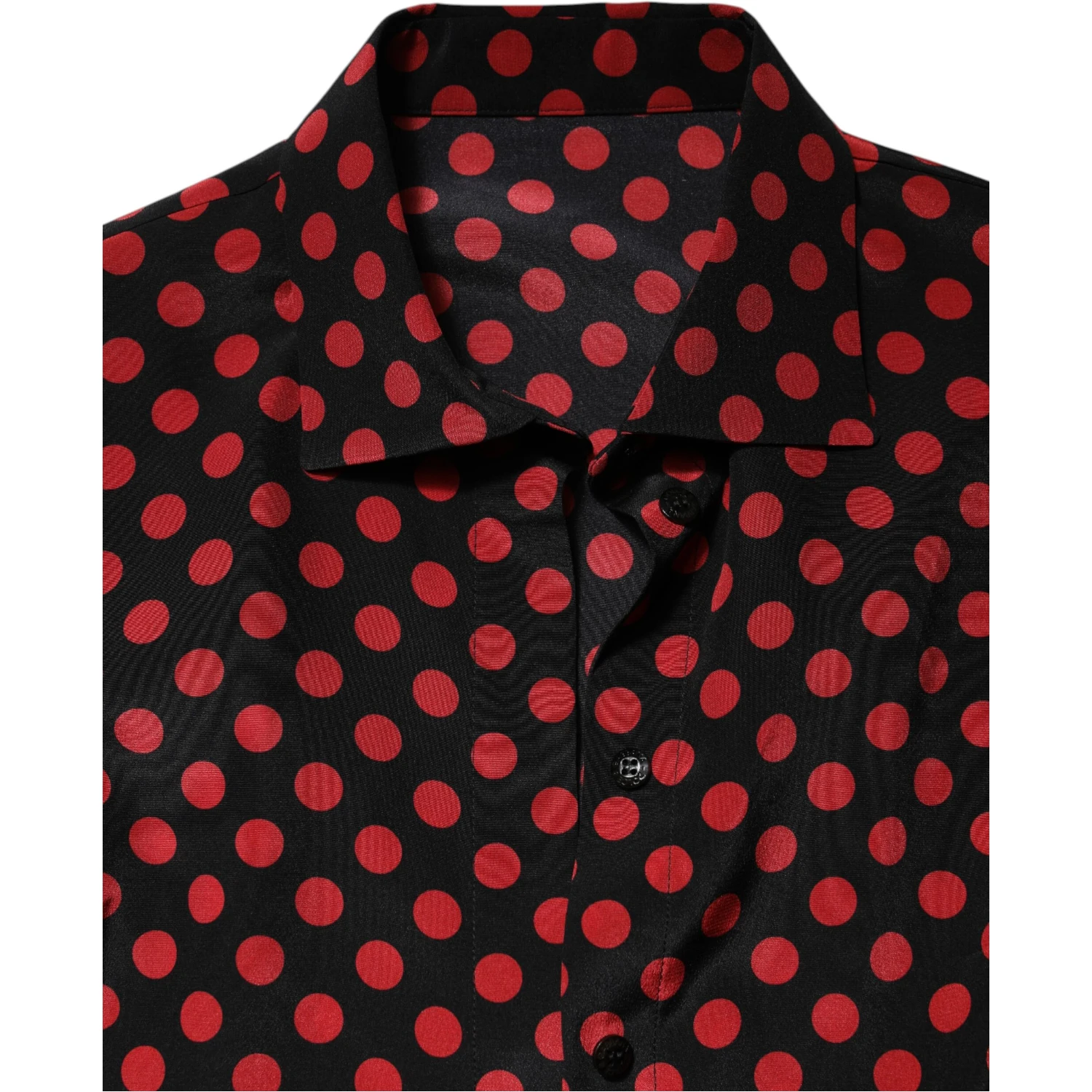 Black Red Polka Dot Silk Long Sleeves Top